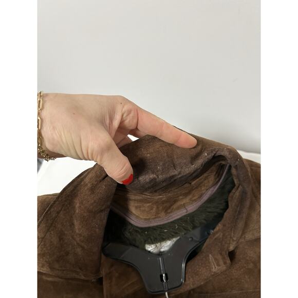 Victoria Leather Heavy Suede Nubuck Trucker Jacket Brown Western Cowboy Canada - Picture 7 of 11